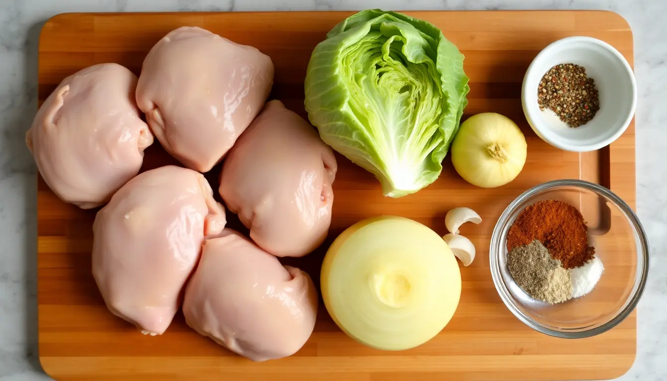 Crispy Chicken Thighs with Cabbage